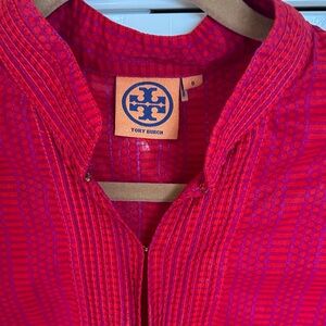 Tory Burch Vibrant Red Long Sleeve Dress